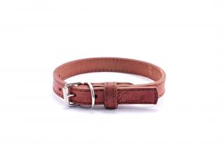 Kožený obojek STUBBY mini | hnědý Šířka: 1,9 cm, Obvod krku: 29 - 38 cm