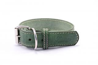 Kožený obojek STUBBY | zelený Šířka: 4 cm, Obvod krku: 35 - 45 cm