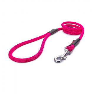 Lanové vodítko KLASIK střední pes | růžové neon s černým prošitím - 437 Délka: 175 cm