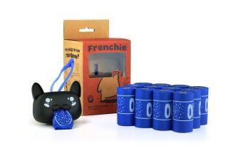 Zásobník Frenchie cute, petrolejová + 196 kompostovatelných sáčků