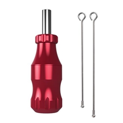 Elite Aluminium Cartridge Grip Flex - 25mm, nastavitelný, Red, 2x nástavec na jehlu