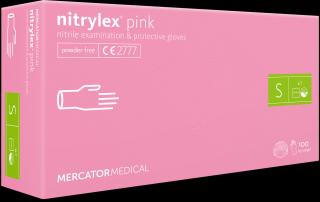 Nitrylex - nitrilové rukavice bez pudru, růžové, 100 ks, vel. S