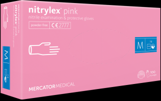 Nitrylex Pink - nitrilové rukavice bez pudru, růžové, 100 ks, vel. M