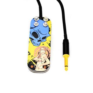 Nožní spínač FLAT- SKULL - žlutý - footswitch yellow