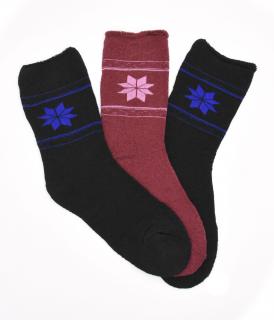 Dámské bambusové termo ponožky MIX 3-pack - vínová Velikost: 35-38