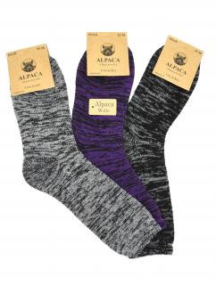 Dámské vlněné ponožky ALPACA melír 3-pack - fialová/šedá/černá Velikost: 38-42