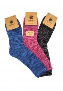 Dámské vlněné ponožky ALPACA melír 3-pack - růžová/modrá/černá Velikost: 38-42