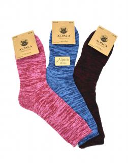 Dámské vlněné ponožky ALPACA melír 3-pack - růžová/vínová/modrá Velikost: 38-42