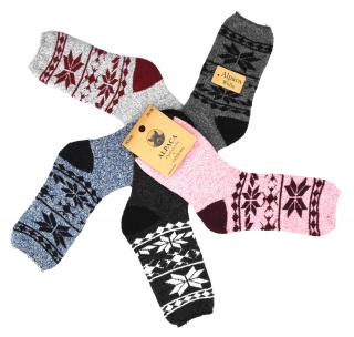 Dámské vlněné ponožky ALPACA se vzorem 3-pack - barevné mix Velikost: 38-42