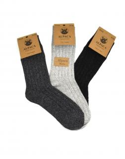 Dámské vlněné ponožky ALPACA žebrované 3-pack - černá/tm.šedá/sv.šedá Velikost: 38-42