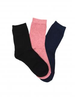 Dámské vlněné ponožky ANGORA MIX 3-pack - modrá/růžová/černá Velikost: 38-42