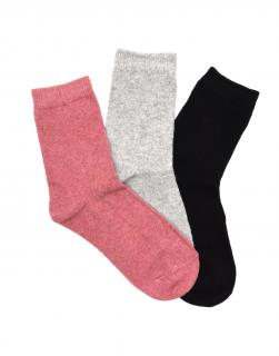 Dámské vlněné ponožky ANGORA MIX 3-pack - růžová/černá/sv.šedá Velikost: 35-38