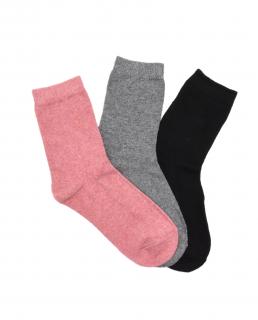 Dámské vlněné ponožky ANGORA MIX 3-pack - růžová/černá/tm.šedá Velikost: 38-42