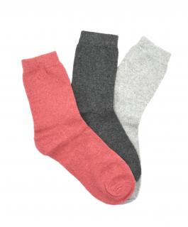 Dámské vlněné ponožky ANGORA MIX 3-pack - růžová/tm.šedá/sv.šedá Velikost: 38-42