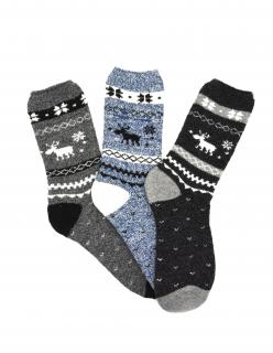 Pánské vlněné ponožky ALPACA se sobem 3-pack - světle modrá Velikost: 44-47