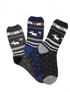 Pánské vlněné ponožky ALPACA se SOBEM 3-pack - tmavě modrá Velikost: 40-43