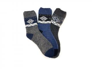 Pánské vlněné ponožky ALPACA se vzorem 3-pack - modrá MIX Velikost: 40-43