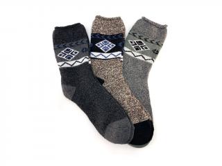 Pánské vlněné ponožky ALPACA se vzorem 3-pack - šedá MIX Velikost: 40-43