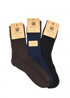Pánské vlněné ponožky ALPACA žebrované 3-pack - černá/modrá/hnědá Velikost: 44-47