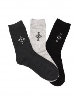 Pánské vlněné ponožky ANGORA VZOR 3-pack - černá/šedá/tm.šedá Velikost: 43-47