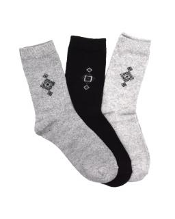 Pánské vlněné ponožky ANGORA VZOR 3-pack - černá/sv.šedá/sv.šedá Velikost: 40-43