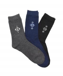 Pánské vlněné ponožky ANGORA VZOR 3-pack - modrá/tm.šedá/černá Velikost: 40-43