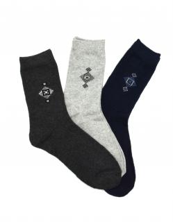 Pánské vlněné ponožky ANGORA VZOR 3-pack - modrá/tm.šedá/sv.šedá Velikost: 40-43