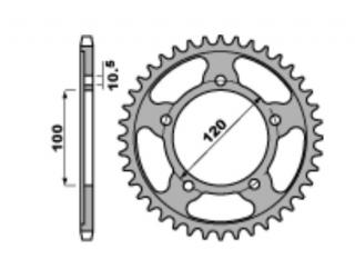 Rozeta ocelová PBR Sprockets pro APRILIA RSV, RSV4, TUONO, CAPONORD, mod. 525 Počet zubů: 37