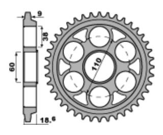 Rozeta ocelová PBR Sprockets pro DUCATI 1200/1260  MULTISTRADA Počet zubů: 40