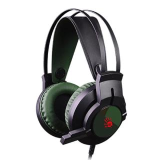 A4Tech Bloody J437, sluchátka s mikrofonem, ovládání hlasitosti, zelená, 7.1 (virtuálně),