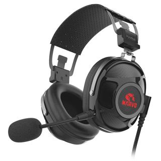 Marvo HG9053, sluchátka s mikrofonem, ovládání hlasitosti, černá, 7.1 (virtualně), červeně