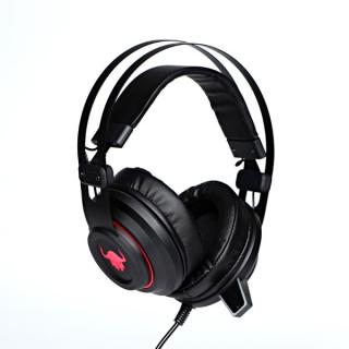 Red Fighter H3, sluchátka s mikrofonem, ovládání hlasitosti, černo-červená, herní, podsvíc