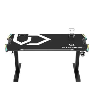 ULTRADESK Herní stůl FORCE - černý, 166x70 cm, 76.5 cm, s XXL podložkou pod myš, držák slu