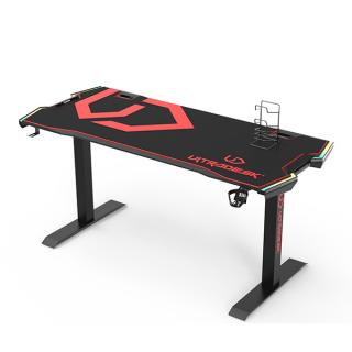 ULTRADESK Herní stůl FORCE - červený, 166x70 cm, 76.5 cm, s XXL podložkou pod myš, držák s