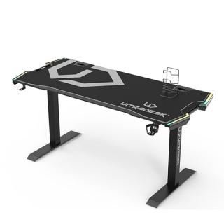 ULTRADESK Herní stůl FORCE - šedý, 166x70 cm, 76.5 cm, s XXL podložkou pod myš, držák sluc