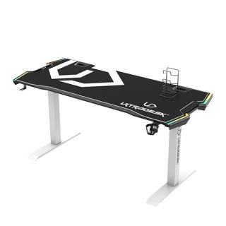 ULTRADESK Herní stůl FORCE SNOW - bílý, 166x70 cm, 76.5 cm, s XXL podložkou pod myš, držák