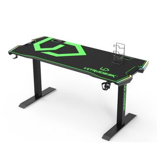 ULTRADESK Herní stůl FORCE - zelený, 166x70 cm, 76.5 cm, s XXL podložkou pod myš, držák sl