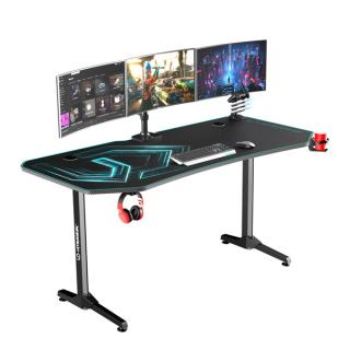 ULTRADESK Herní stůl FRAG XXL BLUE, 160 x 75 cm, 75 cm, držák nápojů a sluchátek, stojan B