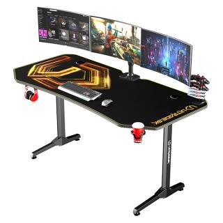 ULTRADESK Herní stůl FRAG XXL GOLD, 160 x 75 cm, 75 cm, držák nápojů a sluchátek, stojan B