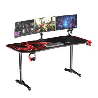 ULTRADESK Herní stůl FRAG XXL RED, 160 x 75 cm, 75 cm, držák nápojů a sluchátek, stojan BE