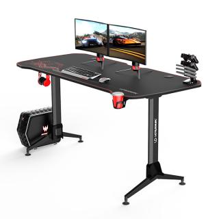 ULTRADESK Herní stůl GRAND RED, 160x75 cm, 70-80 cm, 3 úrovně výšky, s XXL podložkou pod m