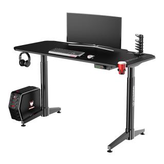 ULTRADESK Herní stůl LEVEL BLACK, 140x66cm, 72-124cm, elektricky nastavitelná výška, s XXL