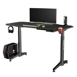 ULTRADESK Herní stůl LEVEL GREEN, 140x66cm, 72-124cm, elektricky nastavitelná výška, s XXL