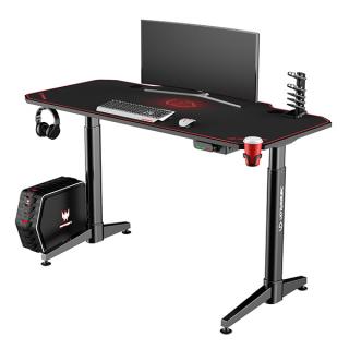 ULTRADESK Herní stůl LEVEL RED, 140x66cm, 72-124cm, elektricky nastavitelna výška, s XXL p