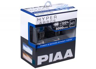 Autožárovky PIAA Hyper Arros 5000K H1 - o 120 % vyšší svítivost, jasně bílé světlo o teplotě 5000K