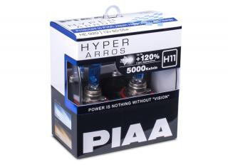 Autožárovky PIAA Hyper Arros 5000K H11 - o 120 % vyšší svítivost, jasně bílé světlo o teplotě 5000K