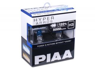 Autožárovky PIAA Hyper Arros 5000K H3 - o 120 % vyšší svítivost, jasně bílé světlo o teplotě 5000K
