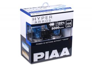 Autožárovky PIAA Hyper Arros 5000K H4 - o 120 % vyšší svítivost, jasně bílé světlo o teplotě 5000K