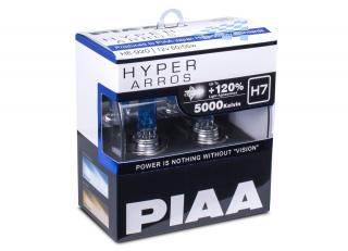 Autožárovky PIAA Hyper Arros 5000K H7 - o 120 % vyšší svítivost, jasně bílé světlo o teplotě 5000K
