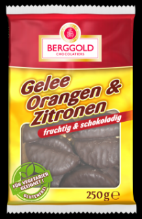 Berggold Pomerančové a citronové želé v hořké čokoládě 250g